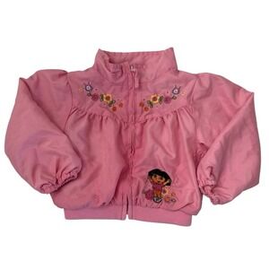 Nick Jr Y2K  Dora The Explorer Pink Jacket‎ Embroidered Ruffle 2006 Sz 18 Months